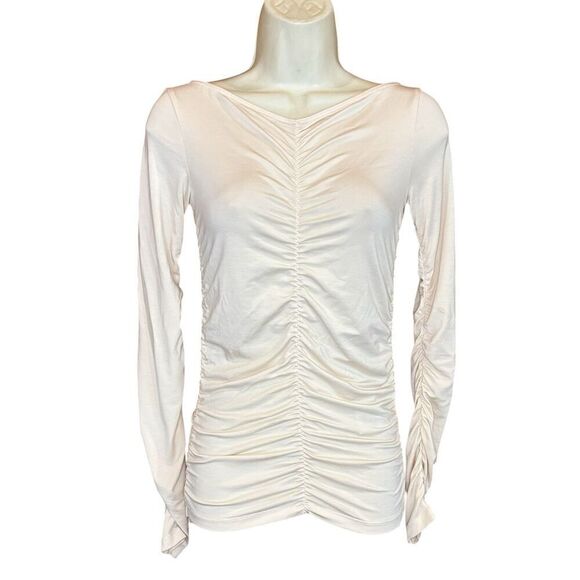 Samsoe Samsoe Ruched Long Sleeved T in Cream NWOT Size XXS - Picture 4 of 8